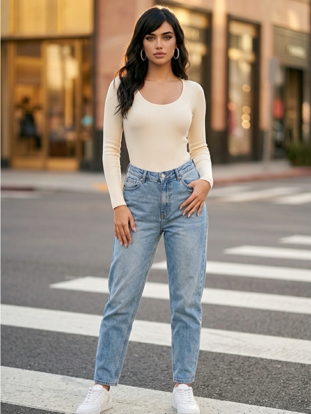refuge Women's Mom Jeans in Light Blue Wash | Size 13